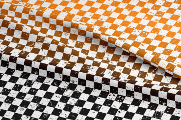 Ep French Terry - Karogrunge Verlauf " Orange/Schwarz "